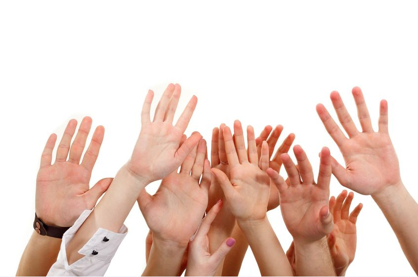 Children's hands in the air